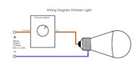 Wiring diagram for a light bulb conneted to a dimmer switch
