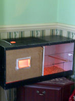 Makeshift Hospital Cage Using A 40 Watt Incandescent Red Light